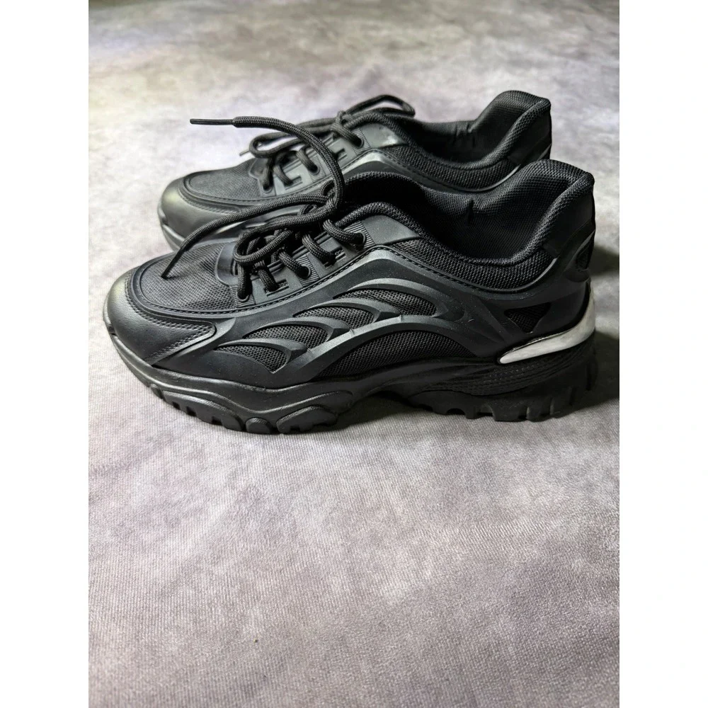 CUCCOO Black Chunky Platform Sneakers Metallic Heel Detail Lug Sole Sz 40